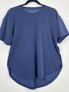 Under Armour HeatGear Loose Fit Blue Athletic Tee LG Breathable Performance Work